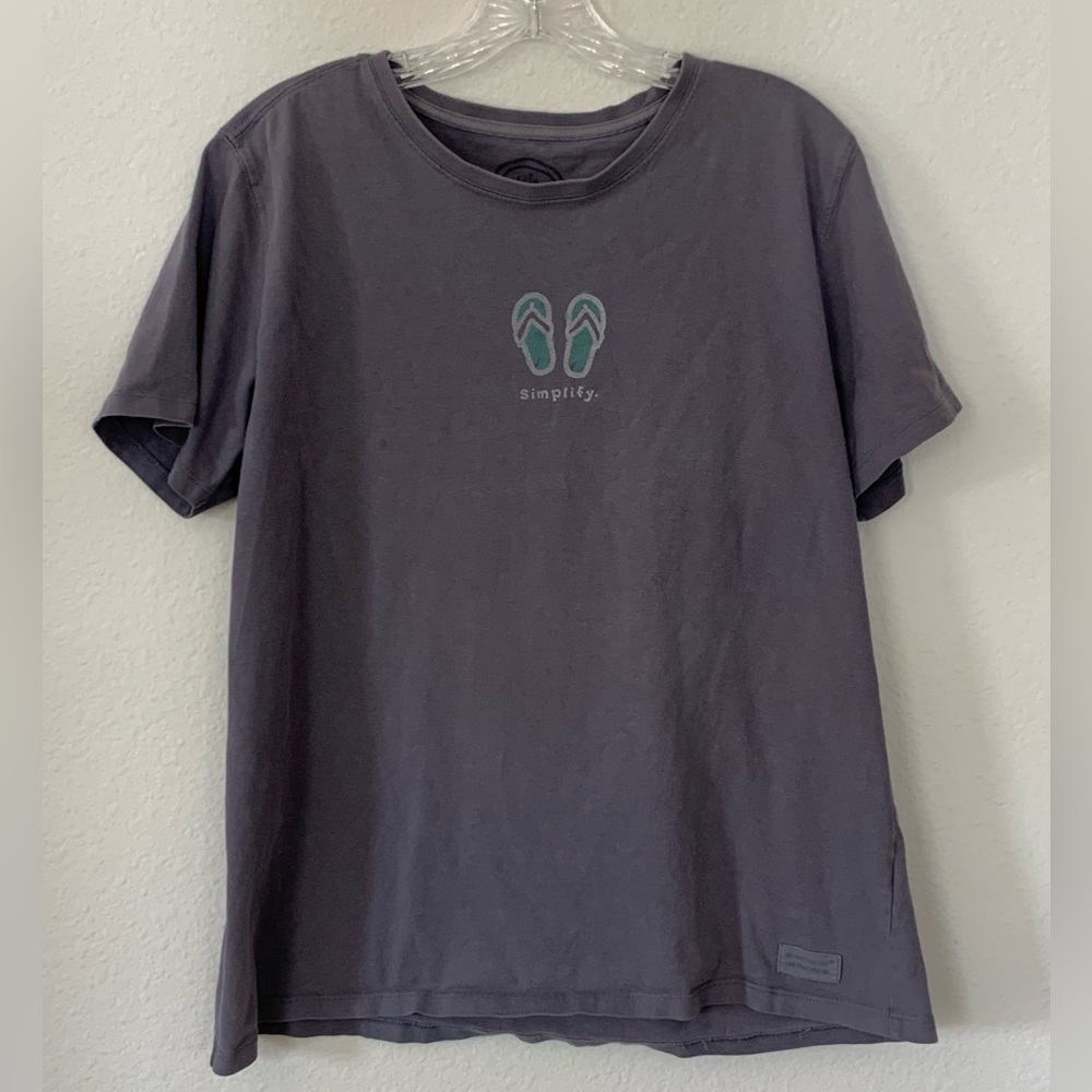 Life is good Women Large Short Sleeve Crewneck T-shirt Simplify
